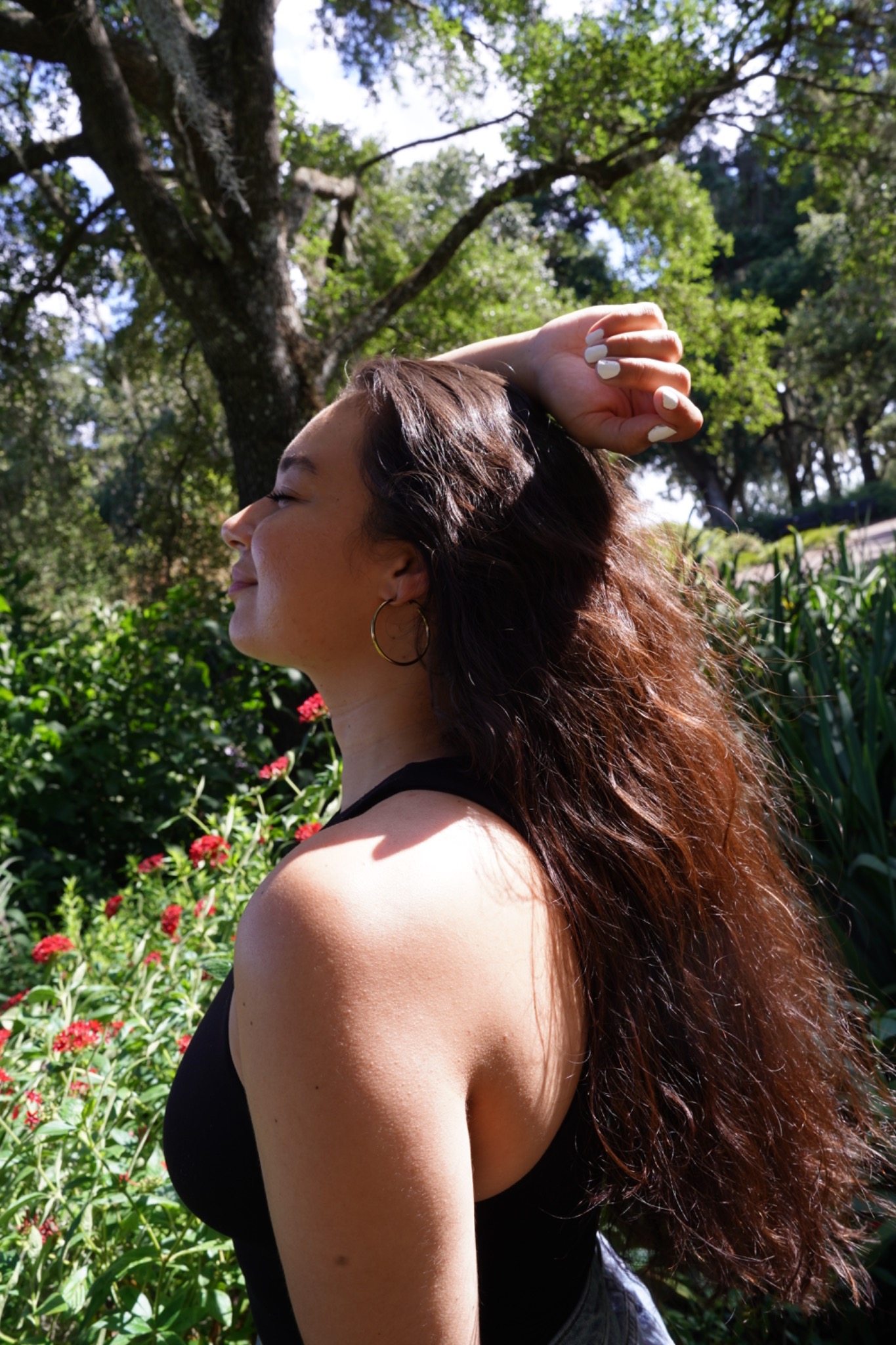 Profile portrait in the garden